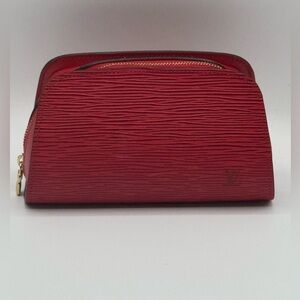 LOUIS VUITTON Epi Dauphine PM Pouch Castilian Red EUC